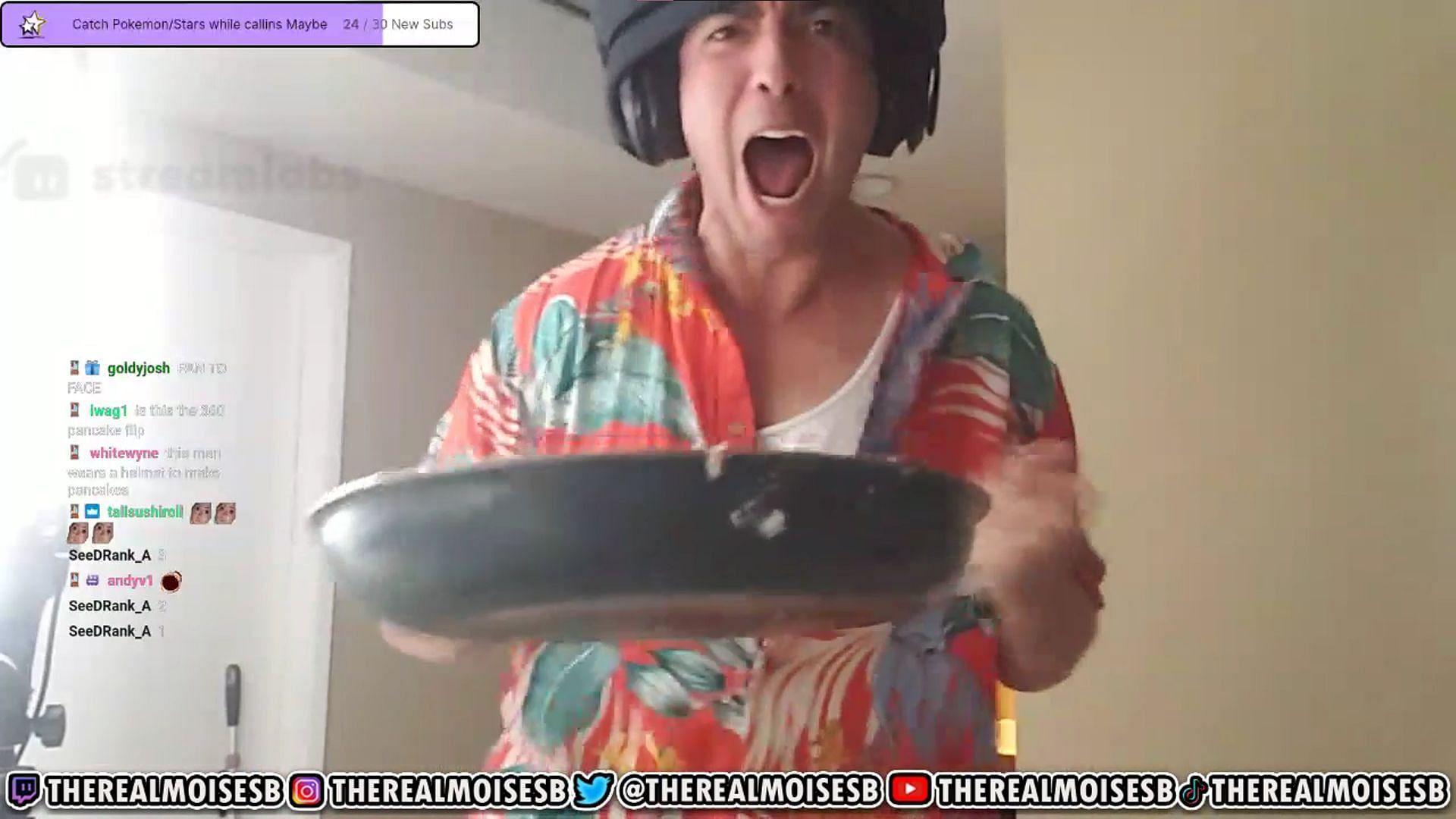 Streamer pulls off an incredible pancake flip (Image via Twitch TheRealMoisesB)