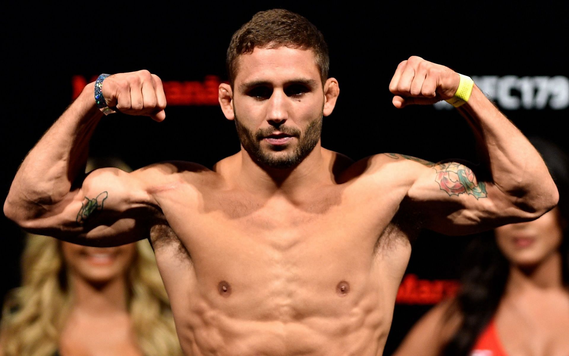 Former UFC featherweight Chad Mendes [center]