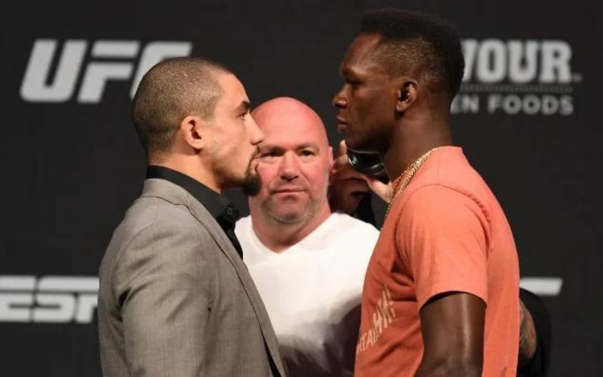 Robert Whittaker and Israel Adesanya face off before their first fight at UFC 243