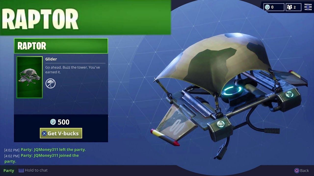 The Raptor Glider in Fortnite (Image via Epic Games)