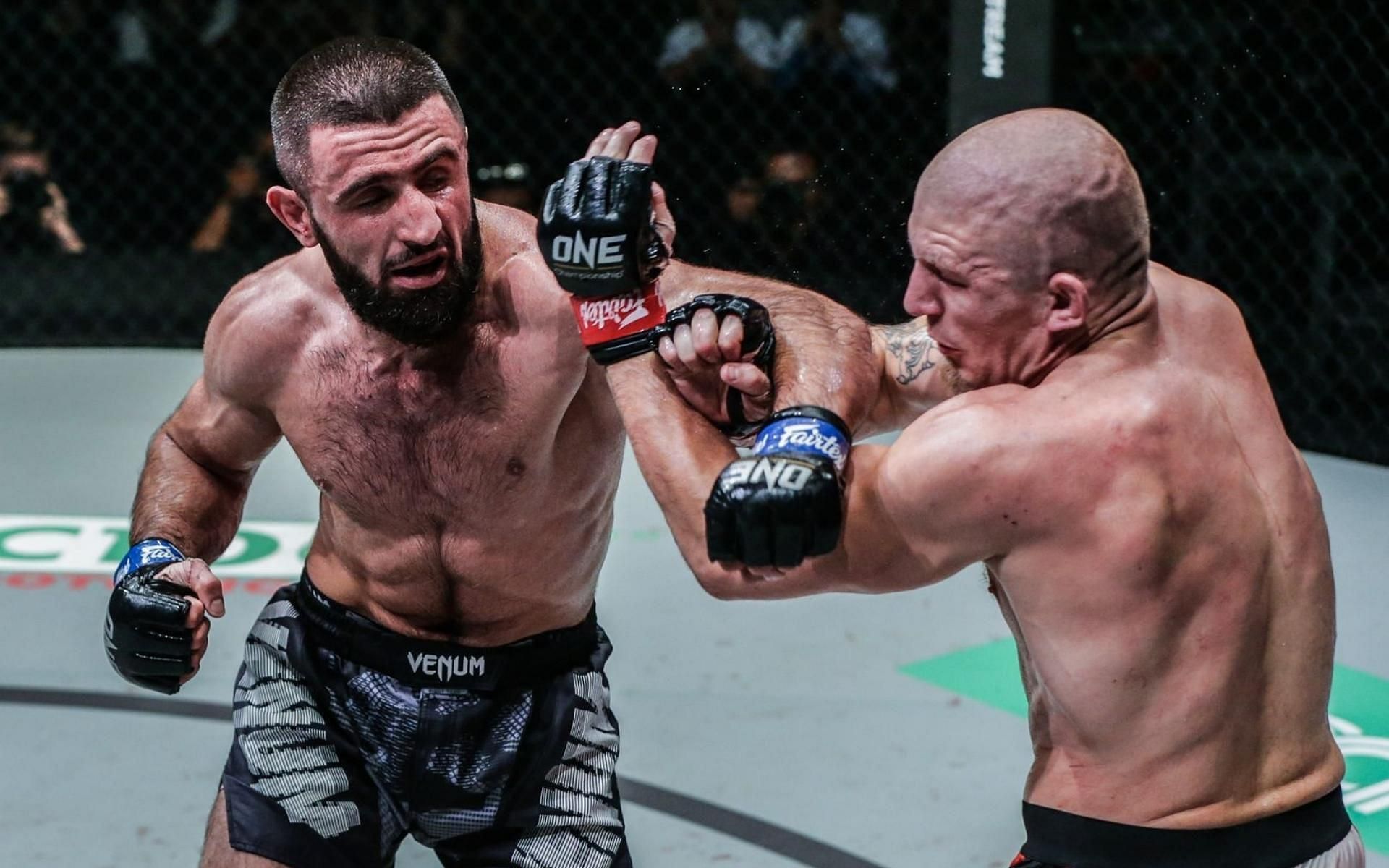 ONE Championship welterweight world champion Kiamrian Abbasov (left) took the title from Zebaztian Kadestam (right) in 2019. (Image courtesy of ONE Championship)