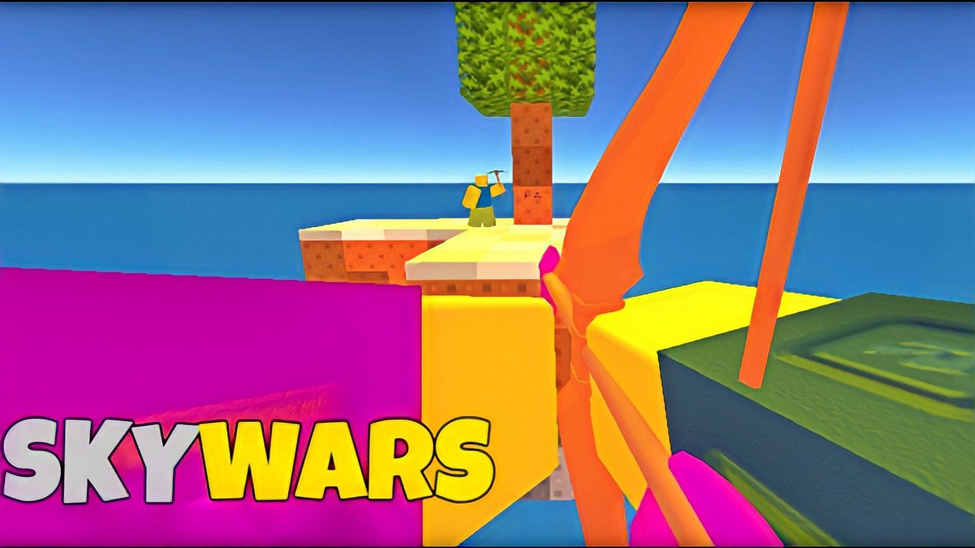 Craft and battle your way to supremacy over other players in Skywars (Image via Roblox Corporation)