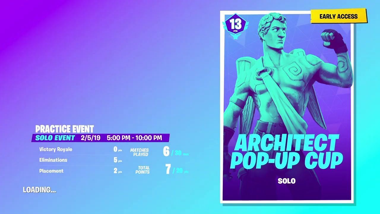 A look at a player&#039;s in-game stats for the Architect Pop-Up Cup (Image via doPe_Shots101/Epic Games)