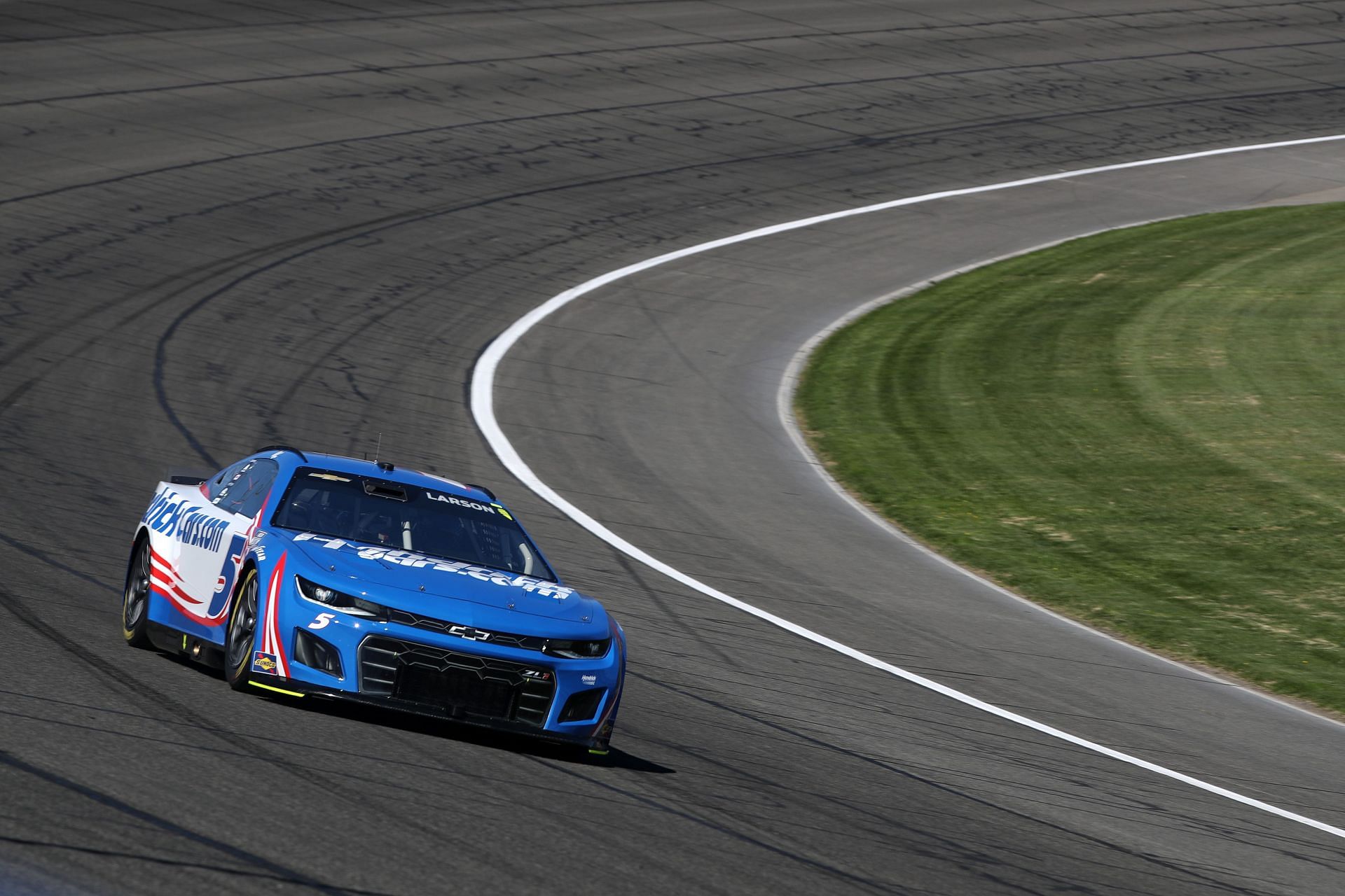 The No. 5 Chevrolet Camaro ZL1 during practice at Auto Club Speedway