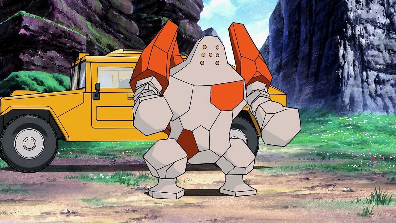 Regirock, as it appears in the eighth Pokemon movie (Image via The Pokemon Company)