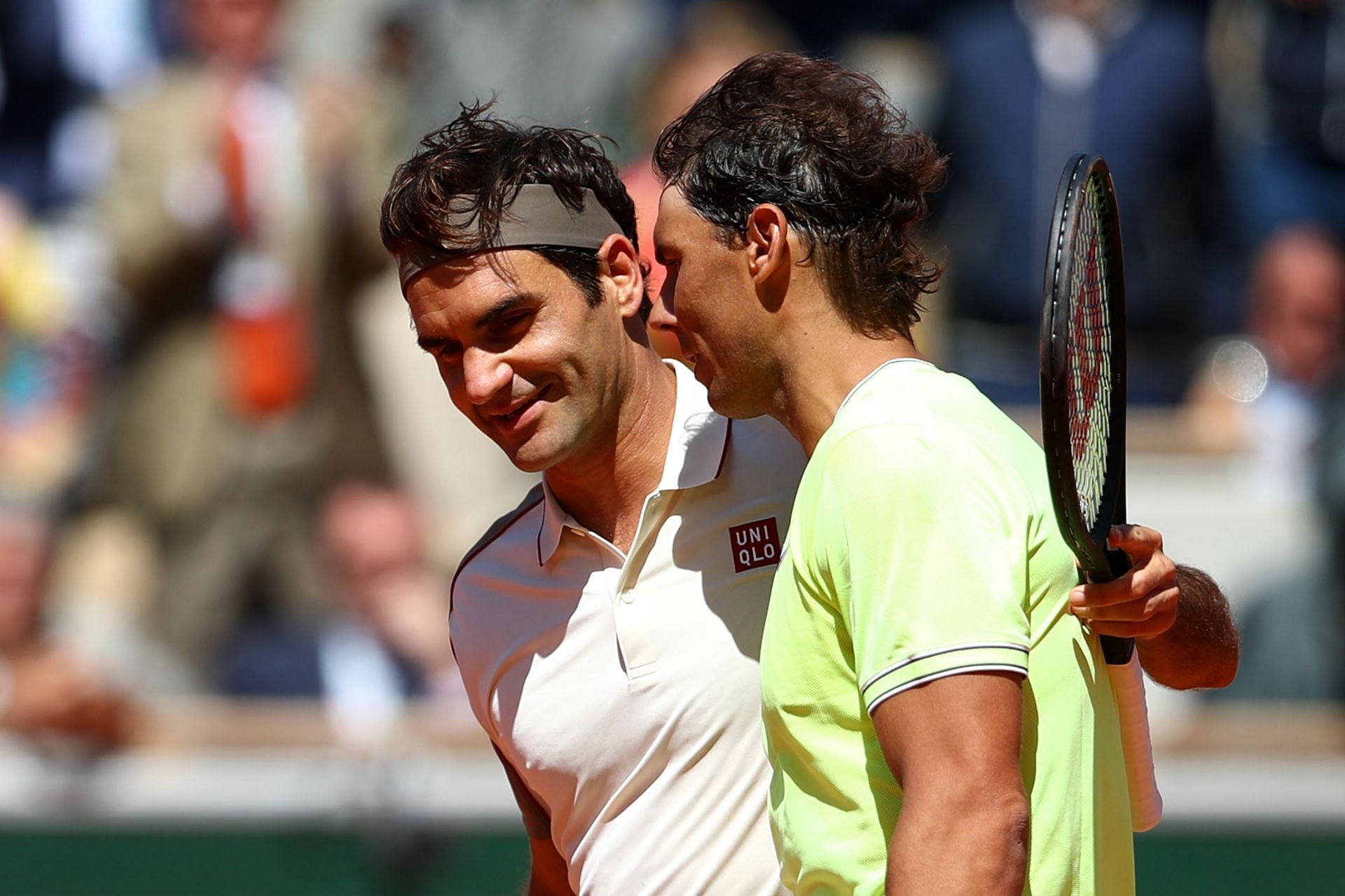 Roger Federer and Rafael Nadal at the 2019 French Open