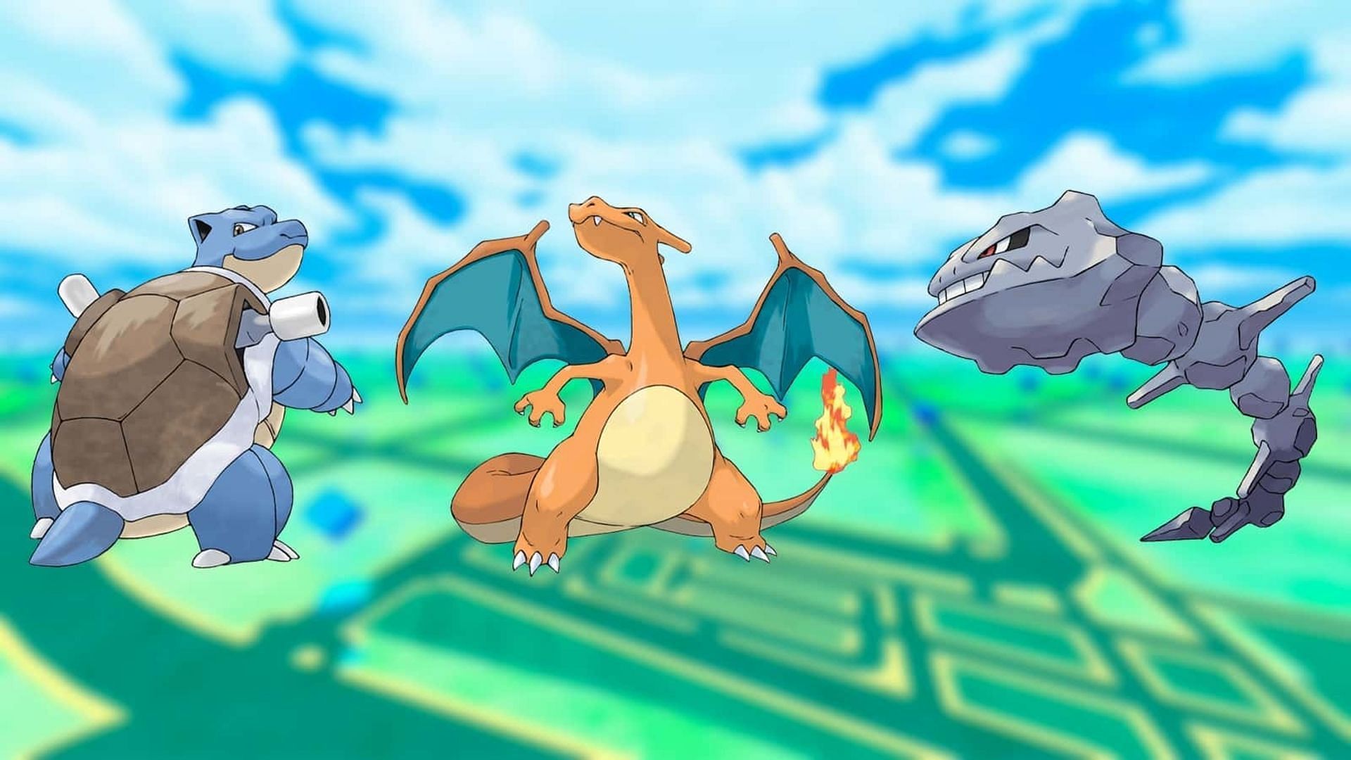 Two of Arlo&#039;s potential battle Pokemon include Kanto starters Blastoise and Charizard (Image via Niantic)