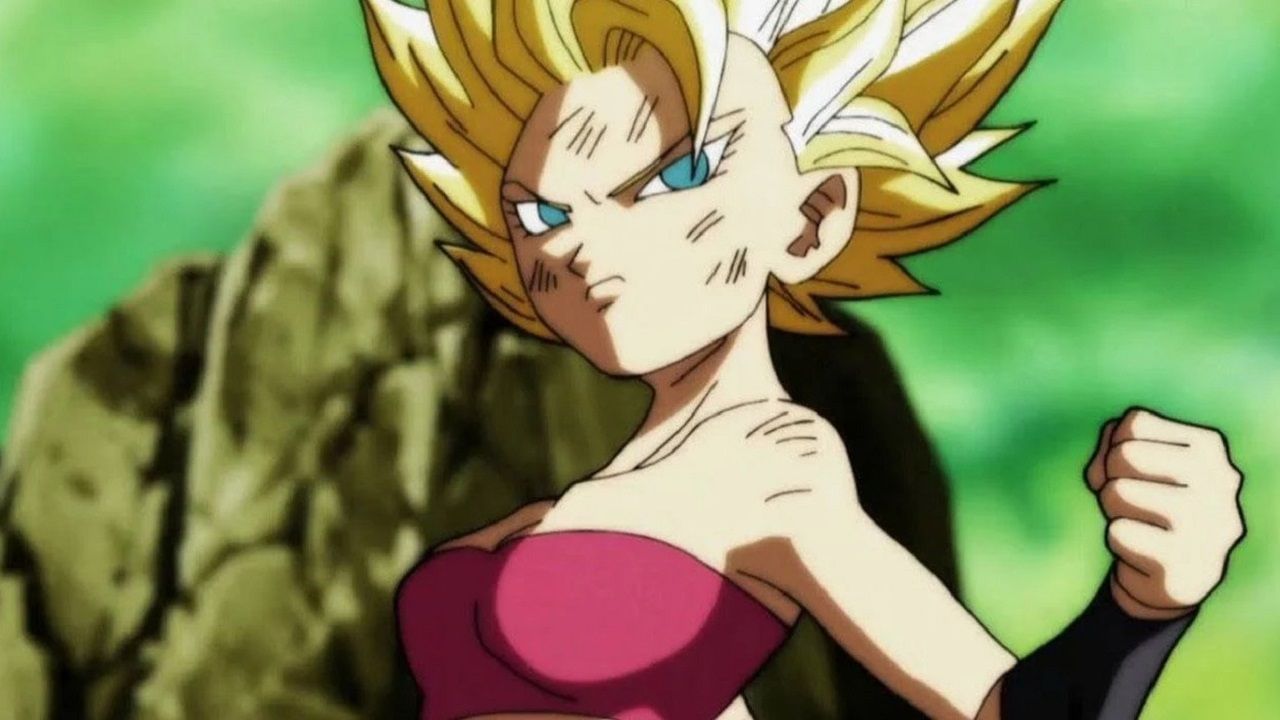 A Super Saiyan 2 Caulifla seen during the Super anime (Image via Toei Animation)