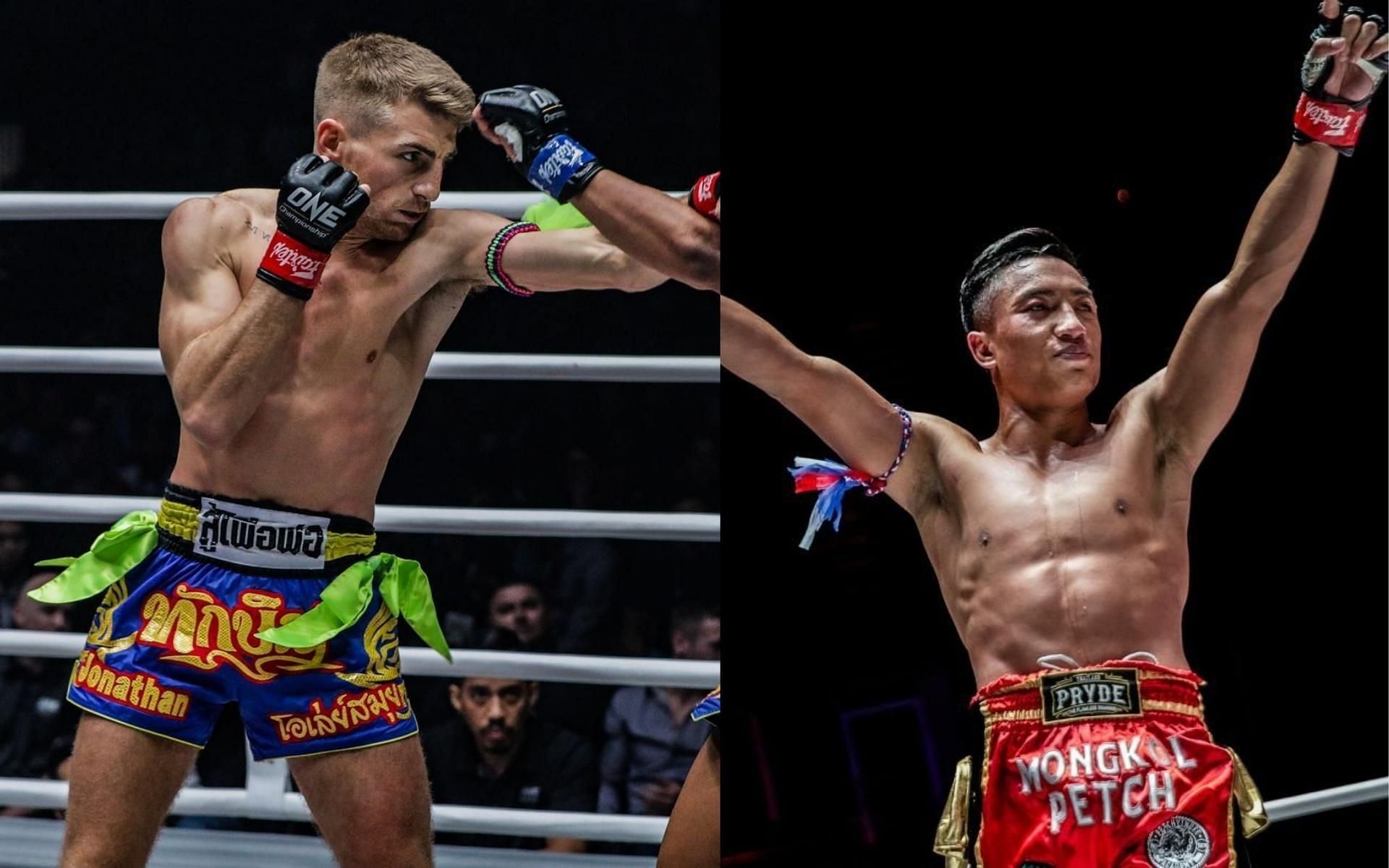 Jonathan Haggerty (left) faces Mongkolpetch Petchyindee (right) in the co-main event of ONE Championship: Bad Blood. (Images courtesy of ONE Championship)