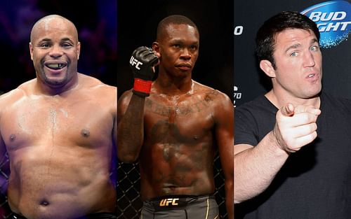 Daniel Cormier [left], Israel Adesanya [center], Chael Sonnen [right]