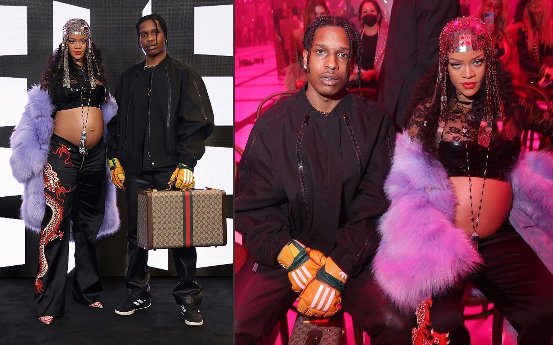 Rihanna and ASAP Rocky attended Gucci&#039;s Pre-Fall 2022 runway show (Image via Instagram/ELLETaiwan)