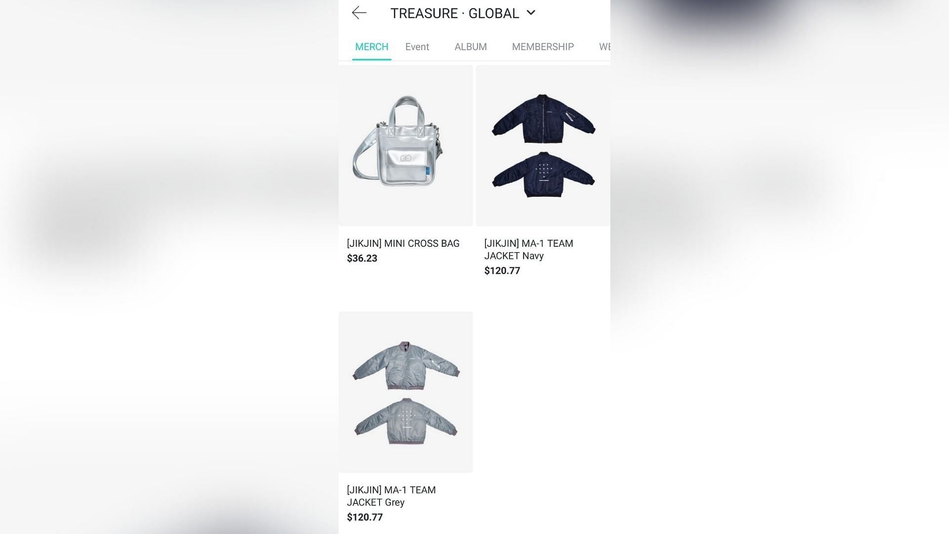 Jikjin merchandise (Screenshot via Weverse Global Shop)