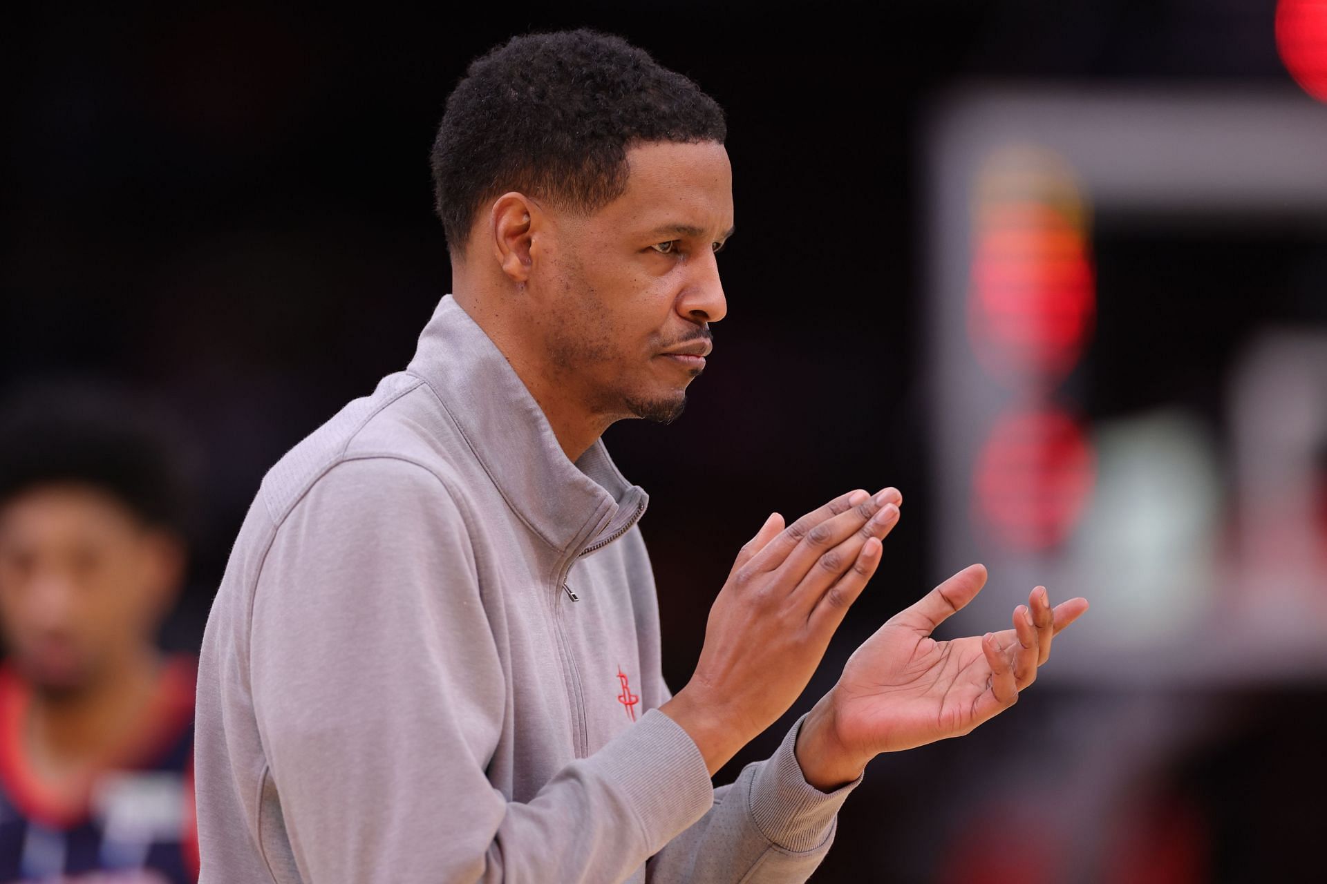 Houston Rockets head coach Stephen Silas looks on from the sidelines.