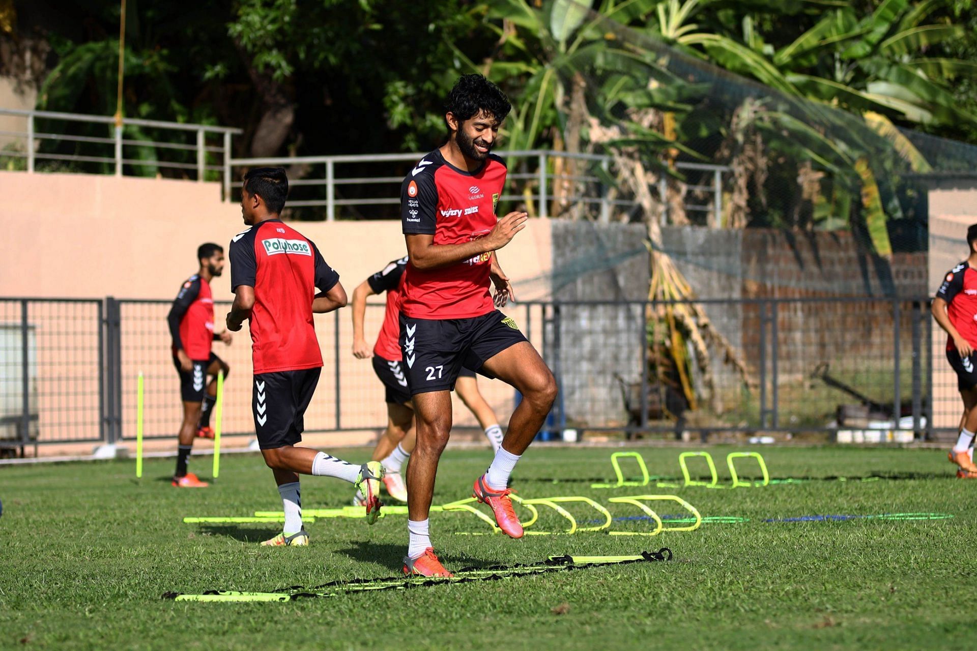 Hyderabad FC players during a training session (Image courtesy: Hyderabad FC Twitter)