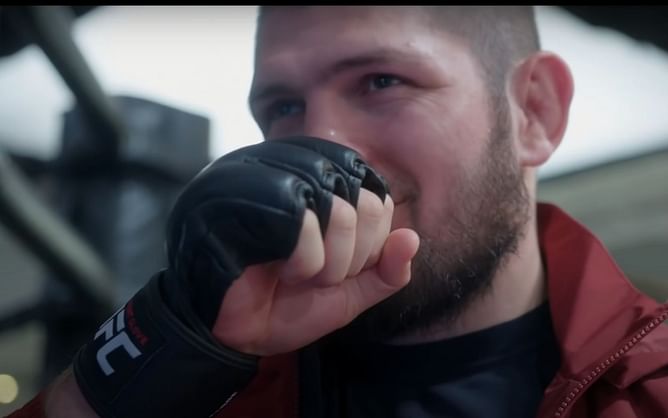 Watch: Khabib Nurmagomedov relishes smell of UFC gloves while preparing Islam Makhachev for Bobby Green fight