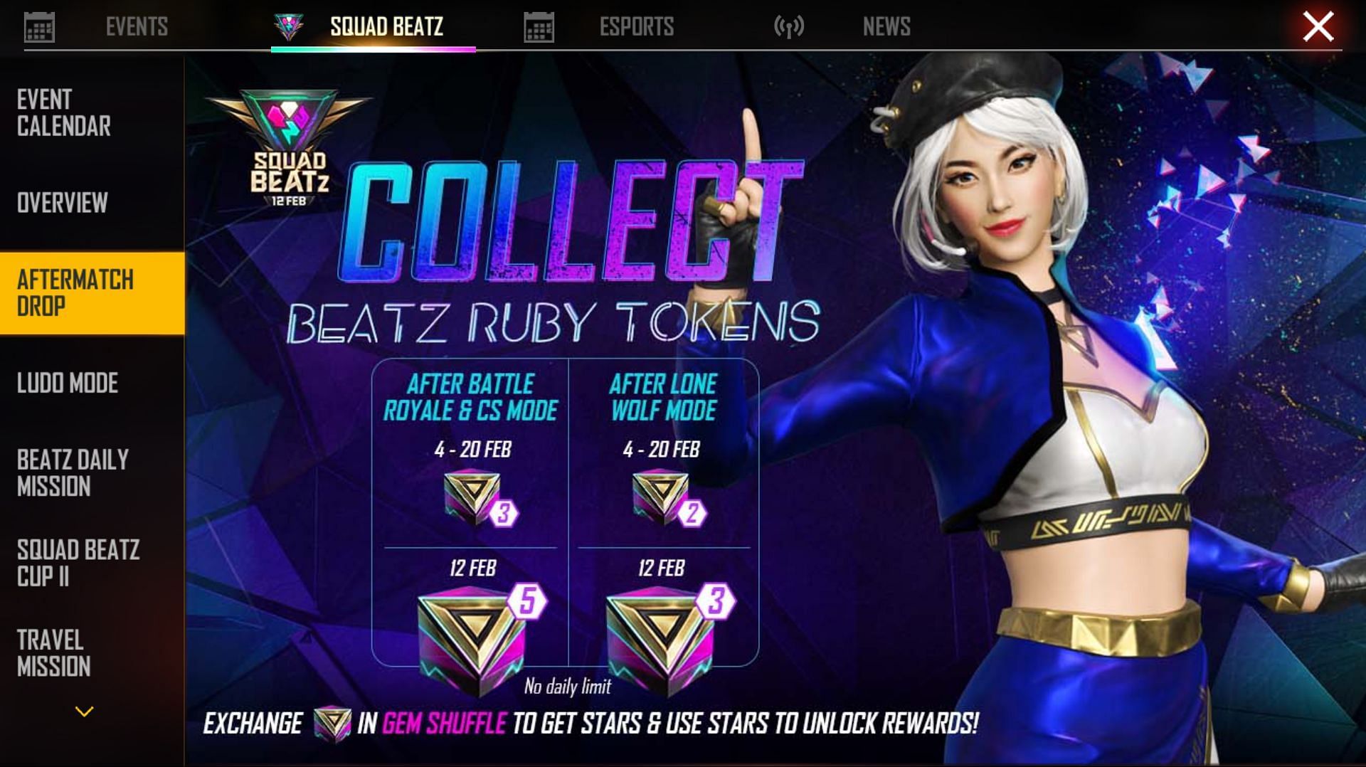 Gamers can collect tokens as after-match drops (Image via Garena)
