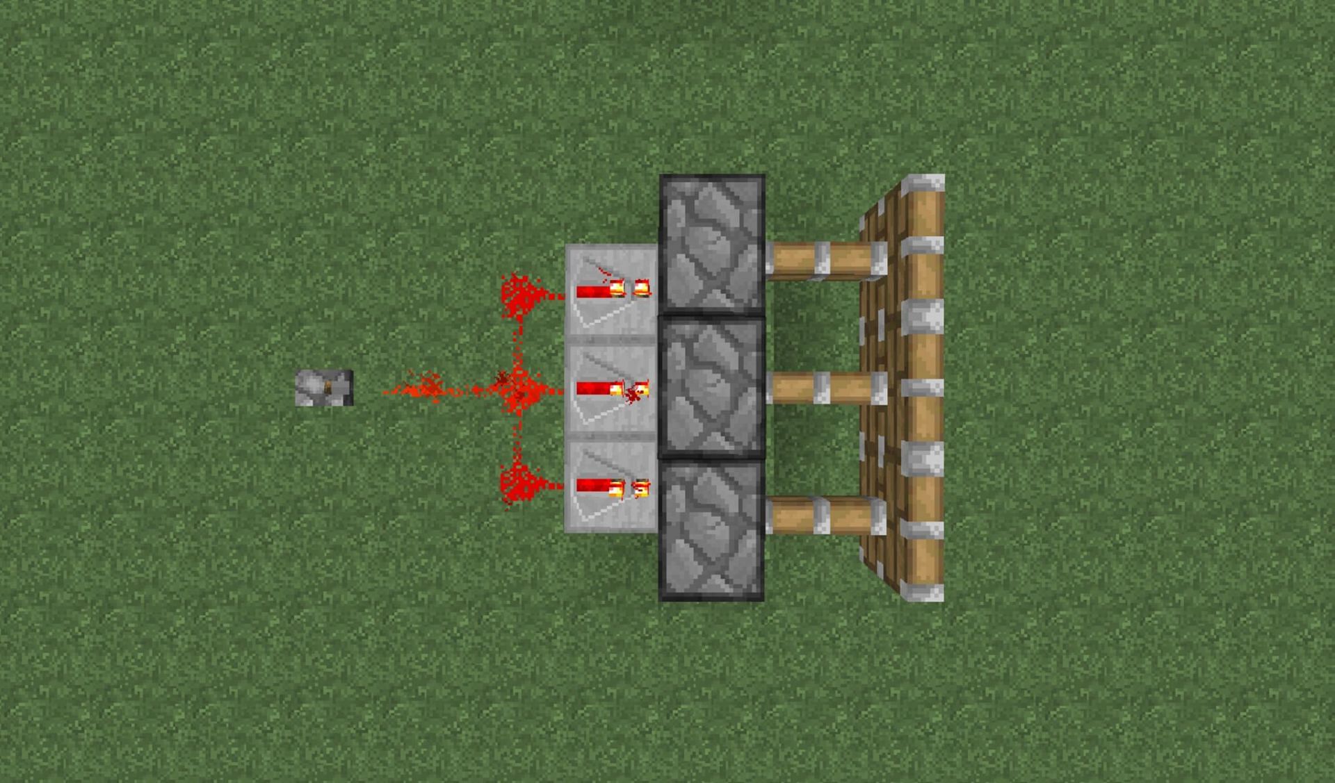 A very basic piston circuit in the game (Image via Gaming Stack Exchange)