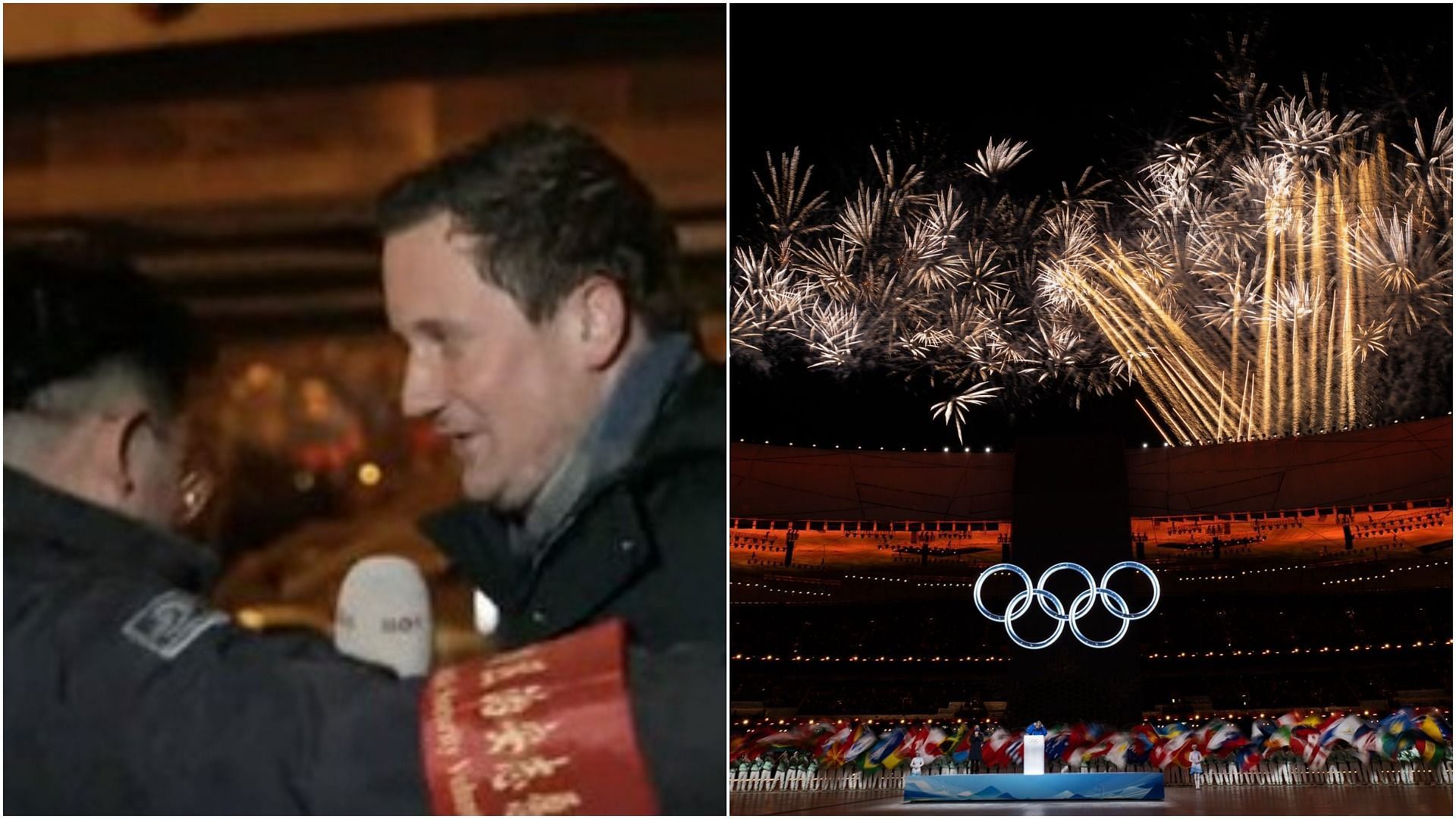 Dutch reporter manhandled while reporting the Winter Olympics opening ceremony (Pic Credit: NOS)