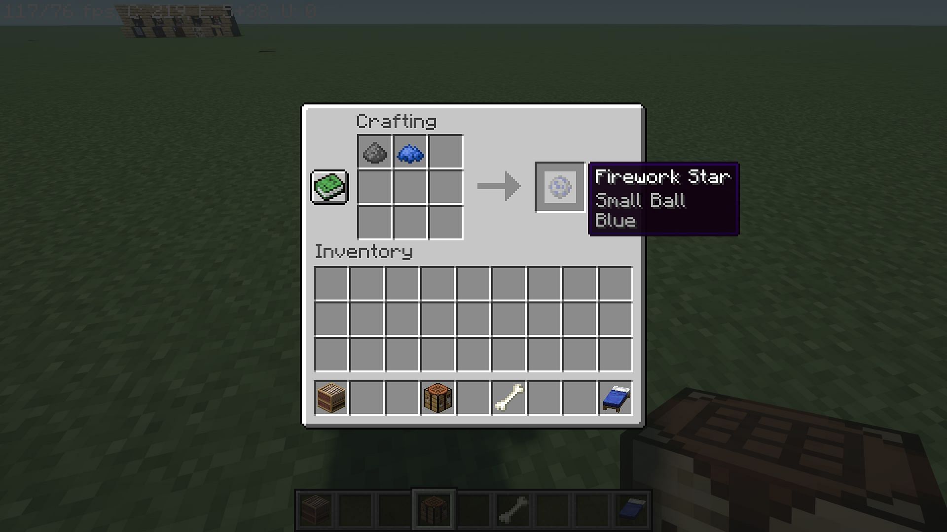Firework star with blue circle pattern (Image via Minecraft)