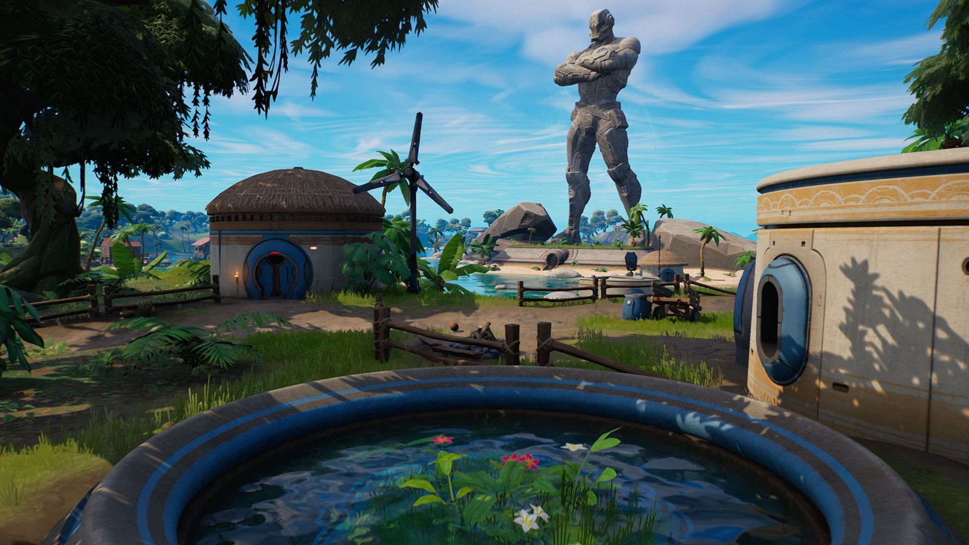 The Foundation statue in Fortnite Chapter 3 already has a crack (Image via Epic Games)