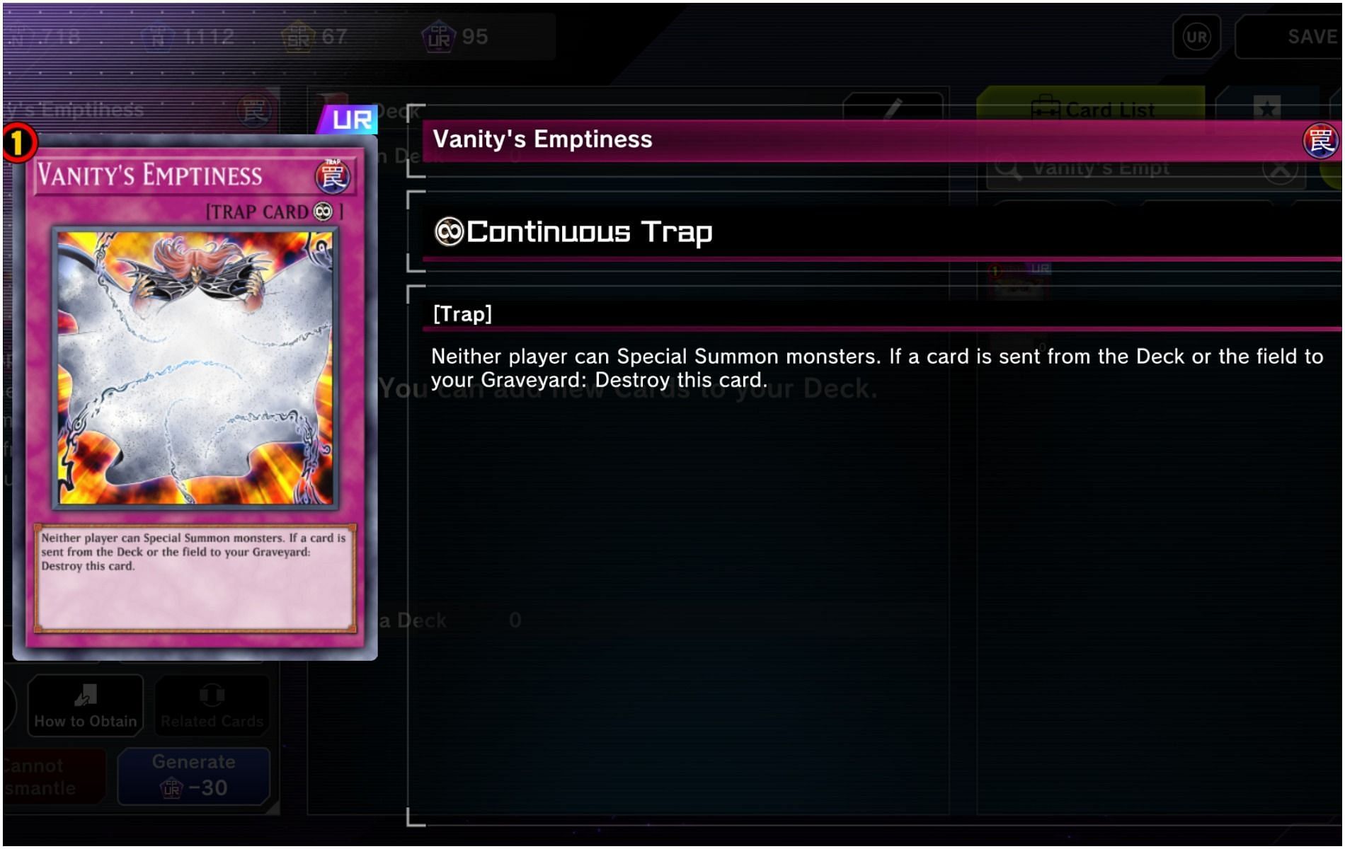 Vanity's Emptiness can put a stop to a great deal of summon-based shenanigans (Image via Konami)