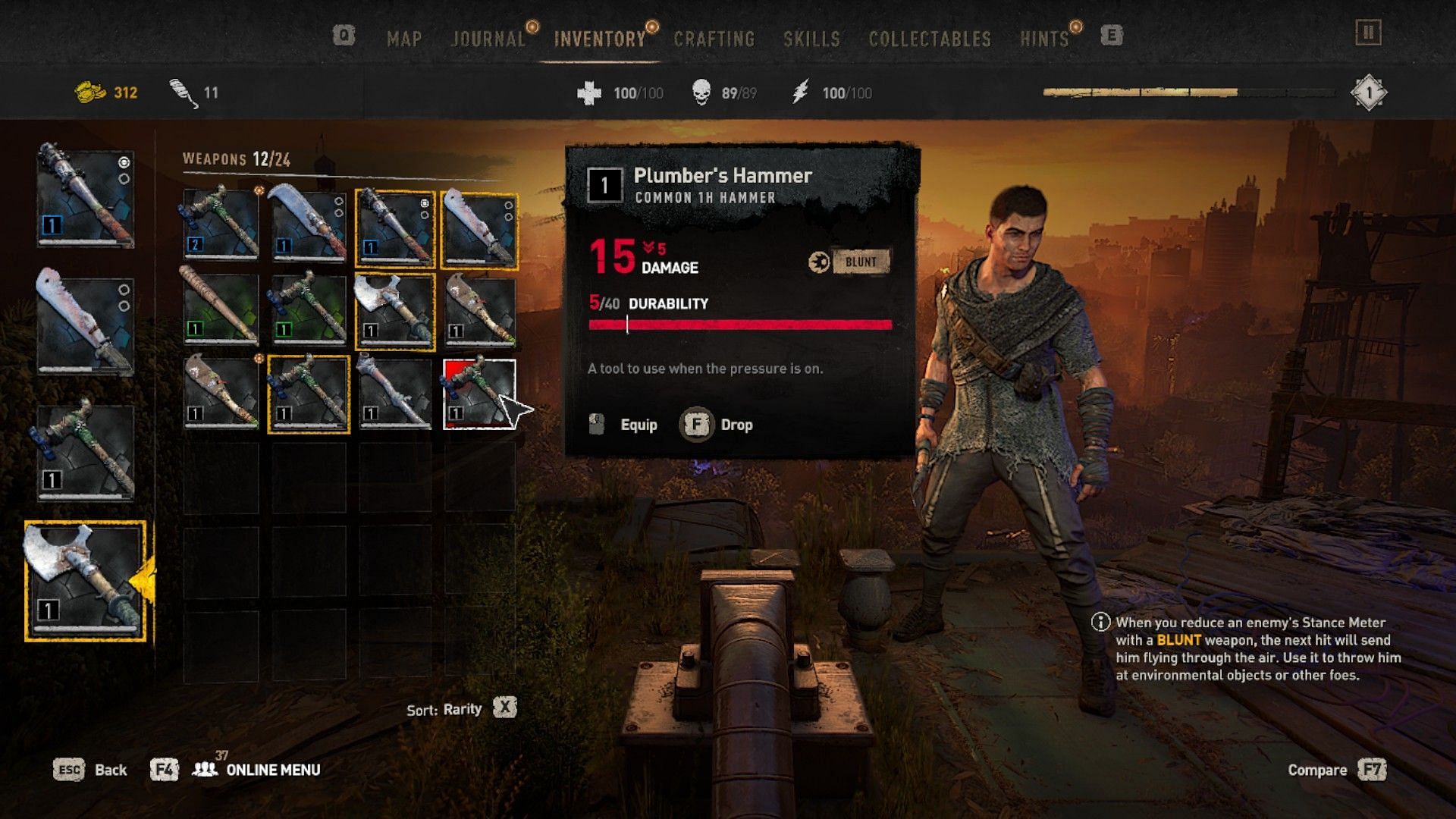 Keep track of weapon durability to dispatch enemies effectively (Screenshot from Dying Light 2: Stay Human)