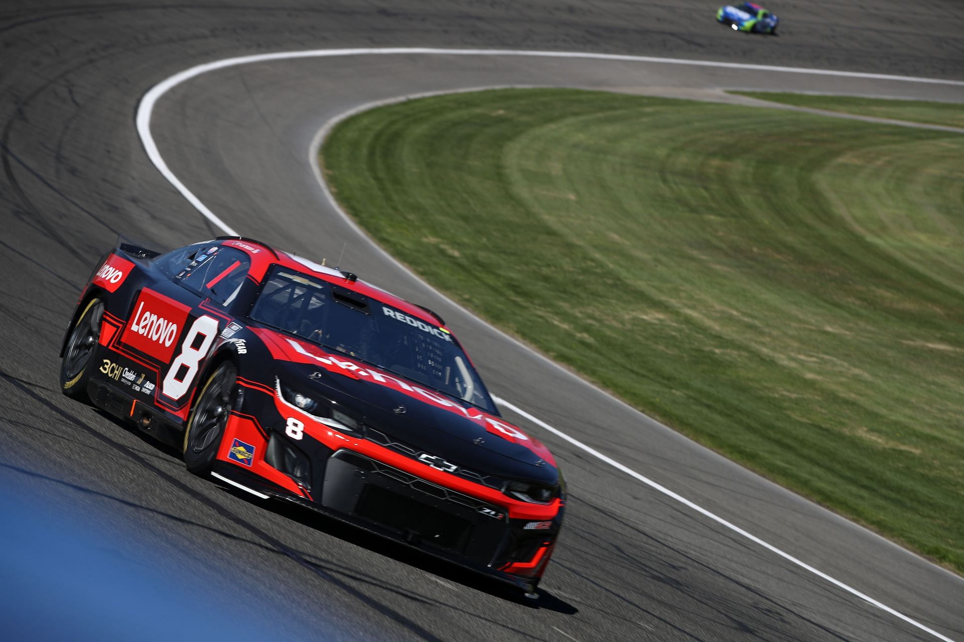 Tyler Reddick, in the #8 Lenovo Chevrolet Camaro ZL1 during practice for the NASCAR Cup Series WISE Power 400 at Auto Club Speedway (Photo by Meg Oliphant/Getty Images)