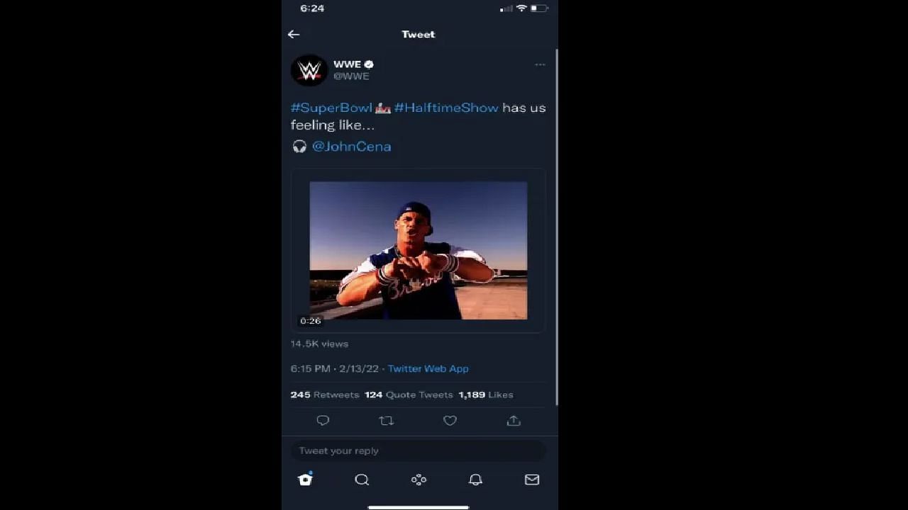WWE&#039;s now-deleted tweet featuring Cena