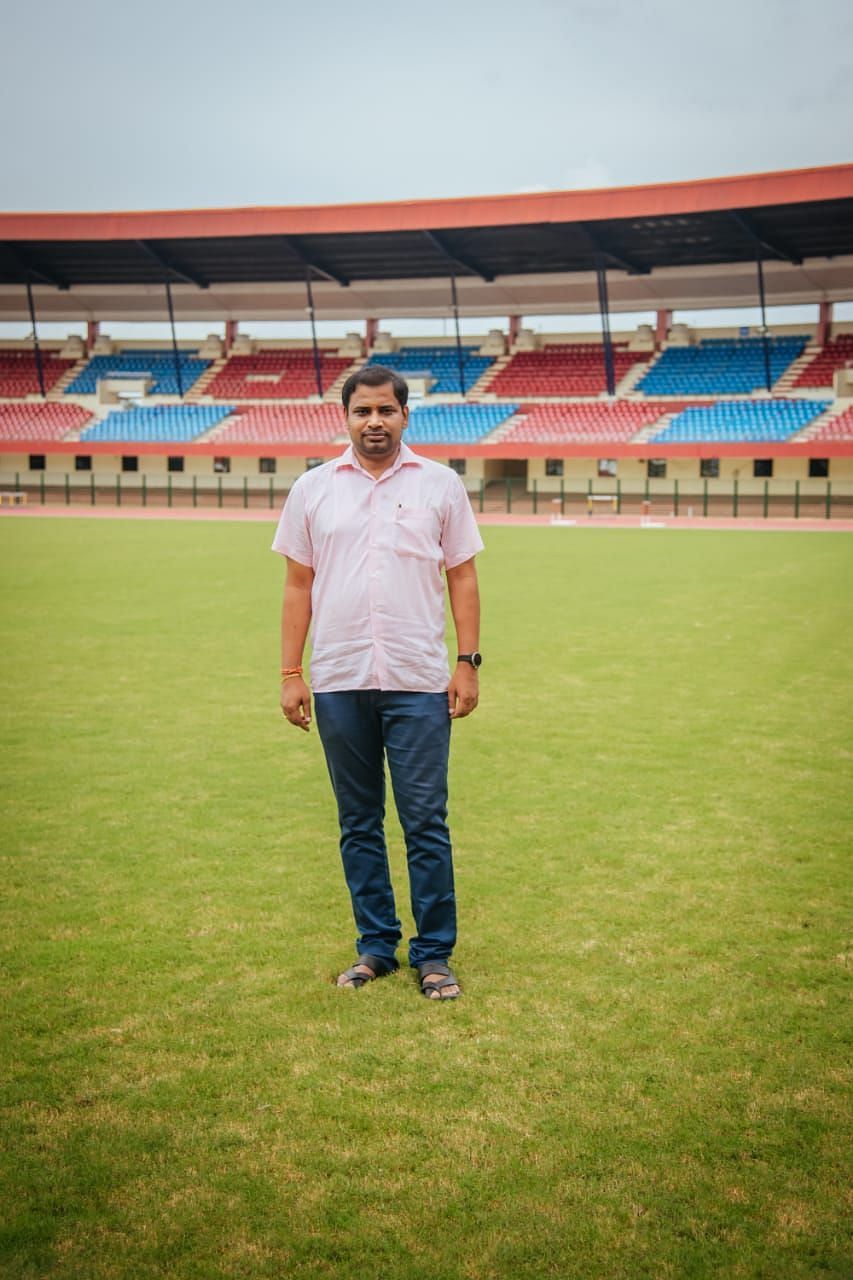 Odisha sports minister Tusharkanti Behera at the Kalinga Stadium (Picture: Odisha Sports)