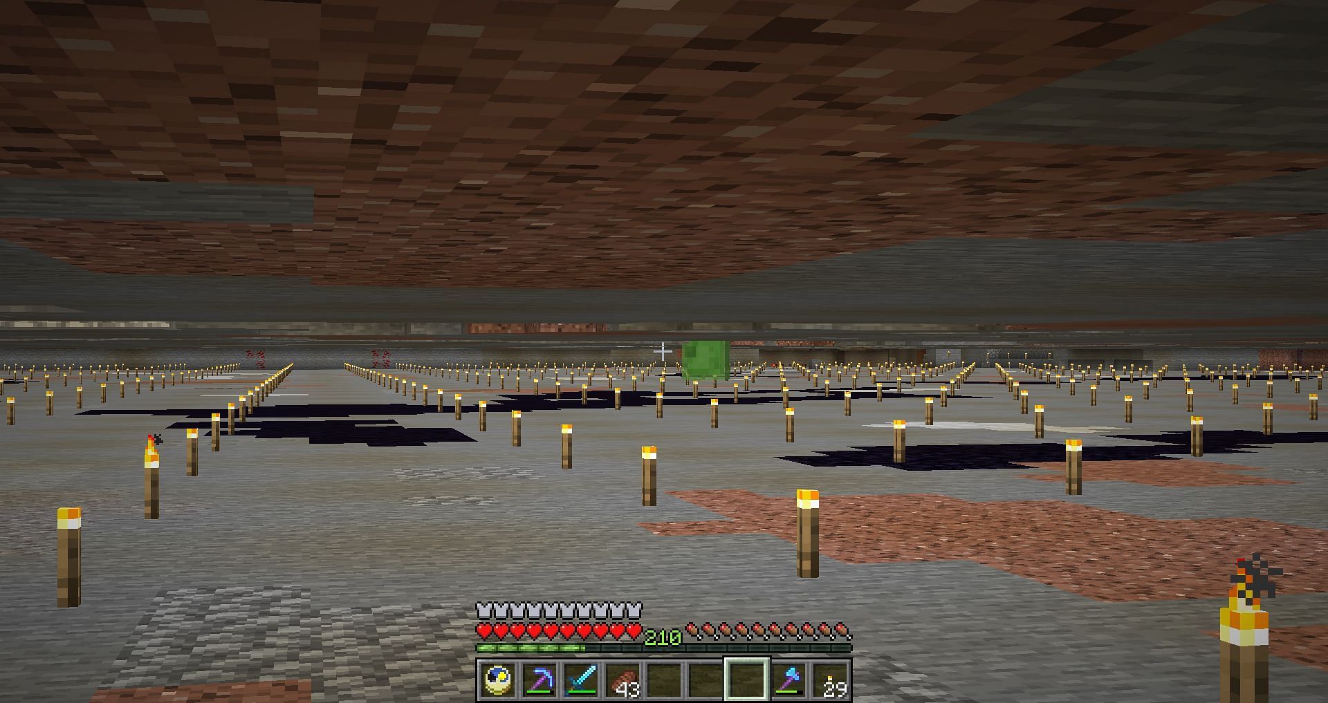 Spawn proof underground caves with torches (Image via u/hellacrafter Reddit)