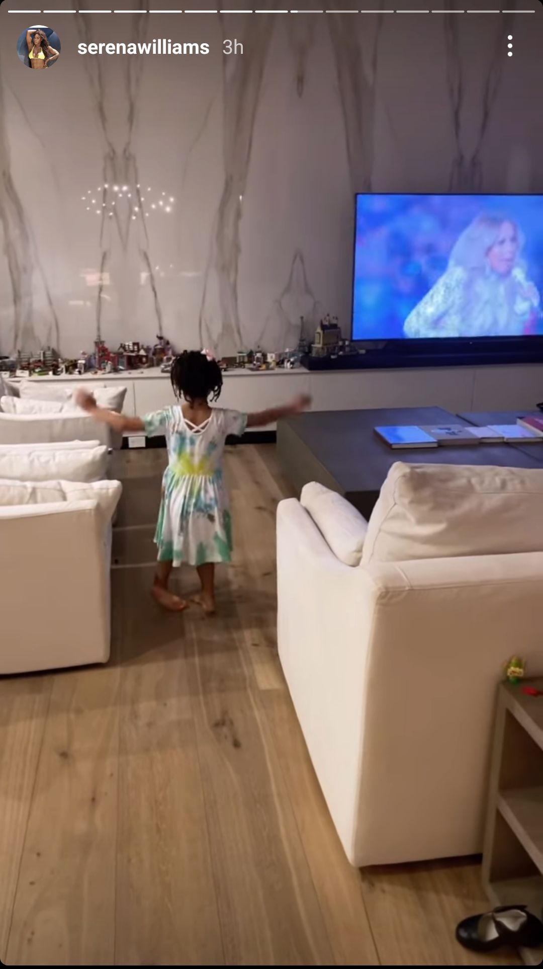 Olympia dancing during the Super Bowl&#039;s half-time show