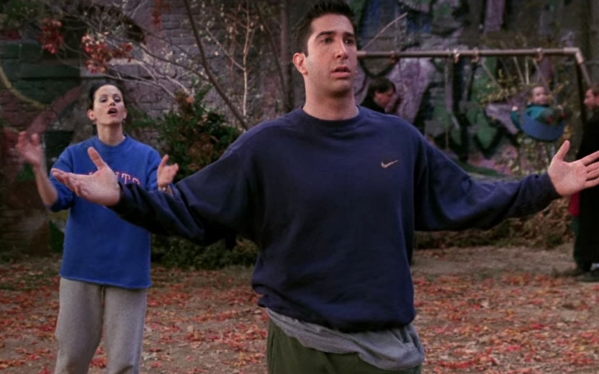 Ross Geller in a sporty pullover (Image via Netflix)