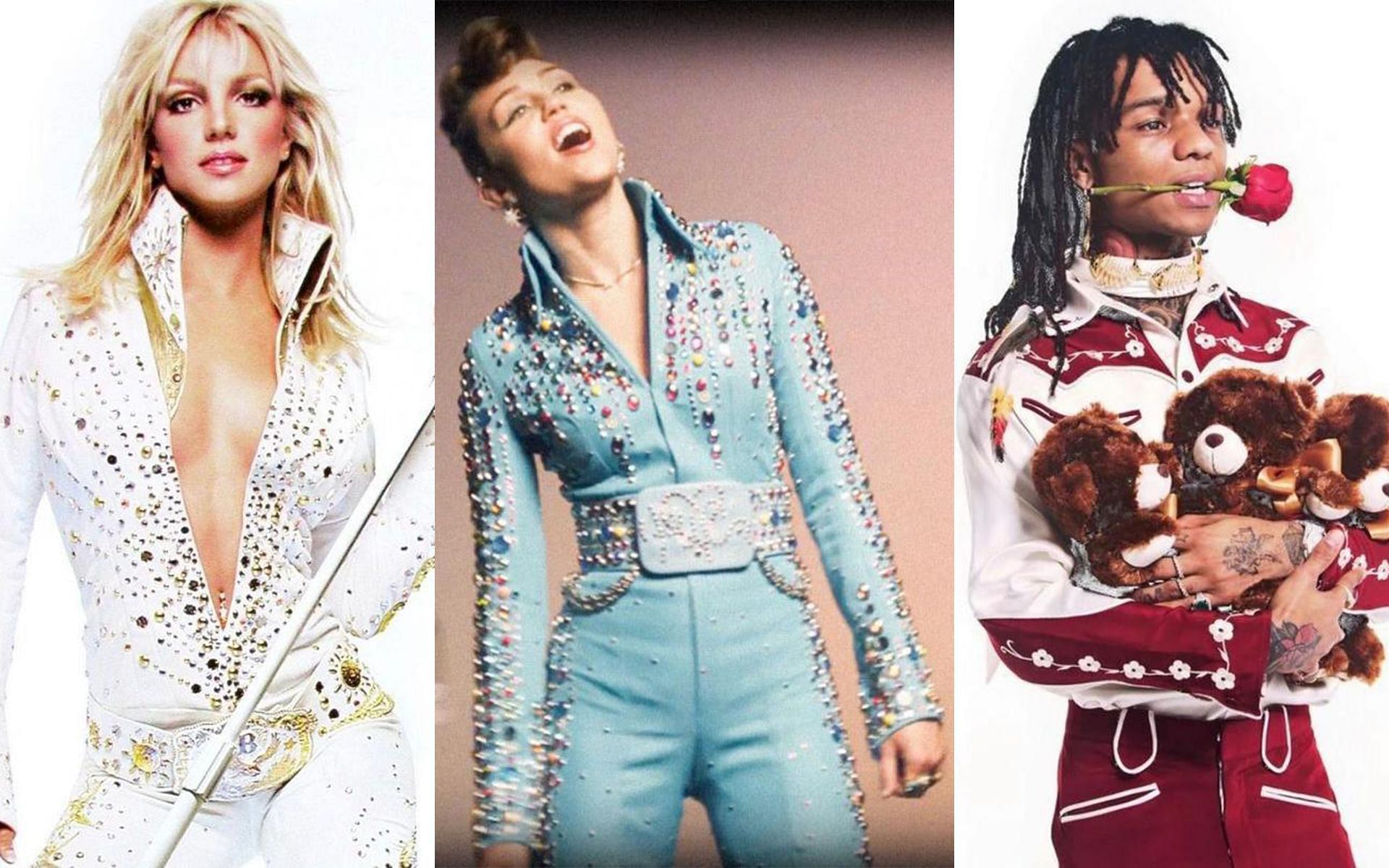 Britney Spears, Miley Cyrus and Swae Lee inspired by the King&#039;s style (Image via @bazluhrmann/Instagram)