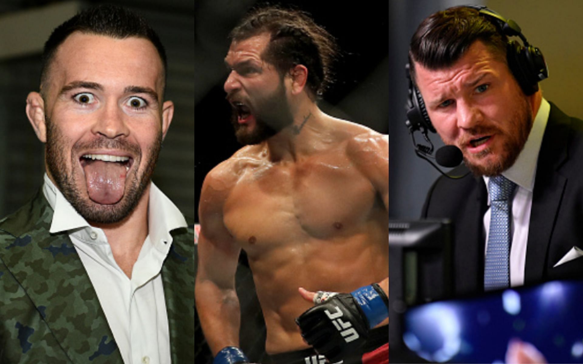 Colby Covington (left); Jorge Masvidal (center); Michael Bisping (right)