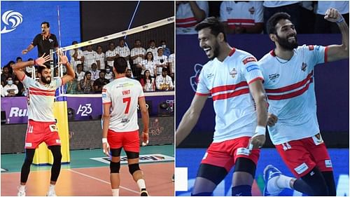 PVL 2022: Kolkata Thunderbolts' key players Vinith and Ashwal in action (Pic Credit: PVL)