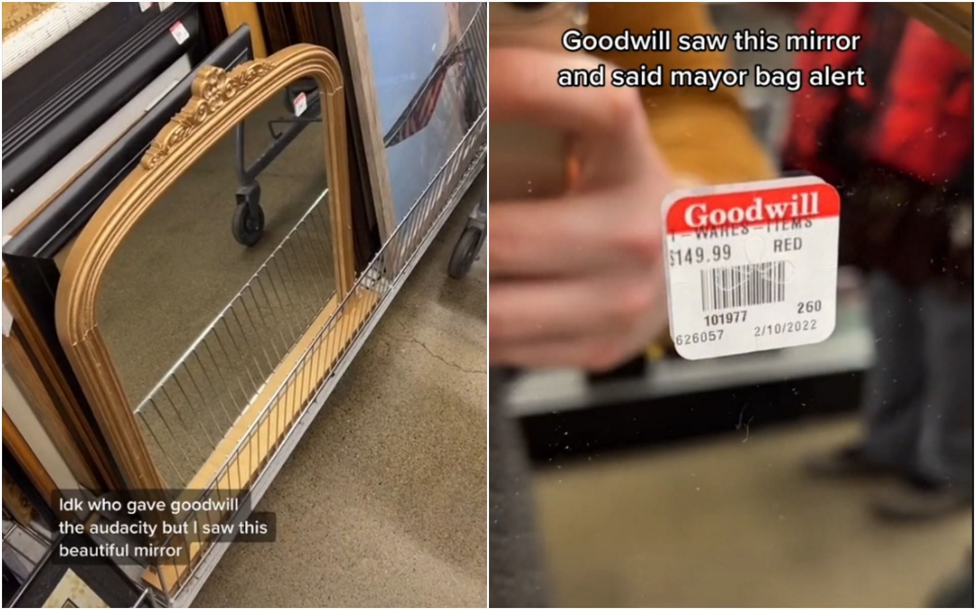 TikToker spots a $150 mirror at the thrift store (Image via @anotherhijabiontiktok/TikTok)