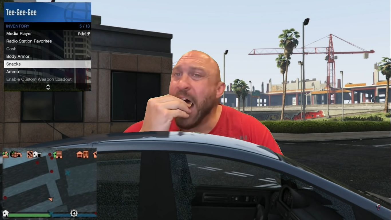 The YouTuber made a hilarious meme from a GTA Online clip (Image via TGG/YouTube)