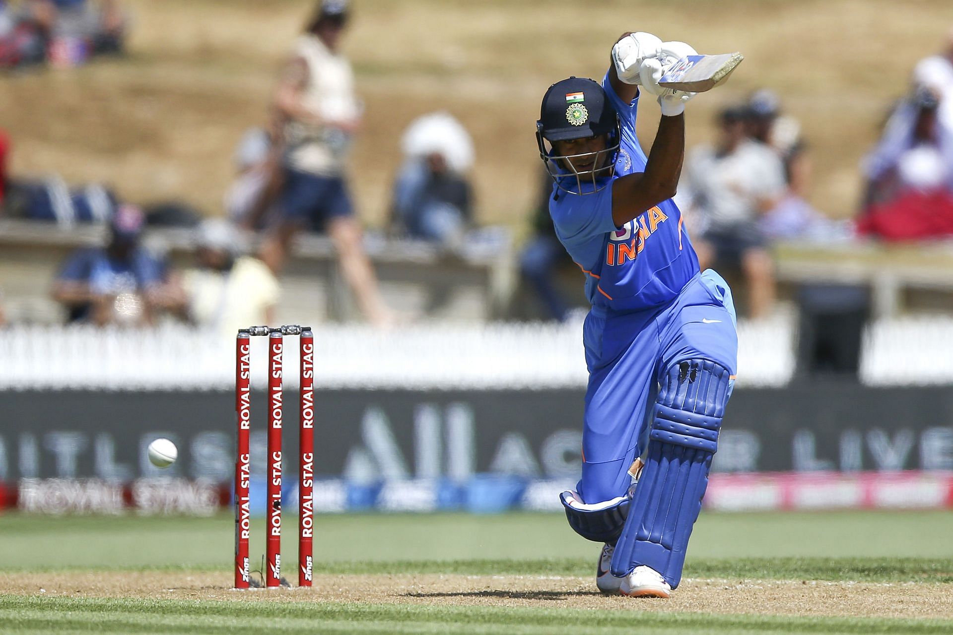 Mayank Agarwal bats during the ODI series in New Zealand and India in 2020. Pic: Getty Images