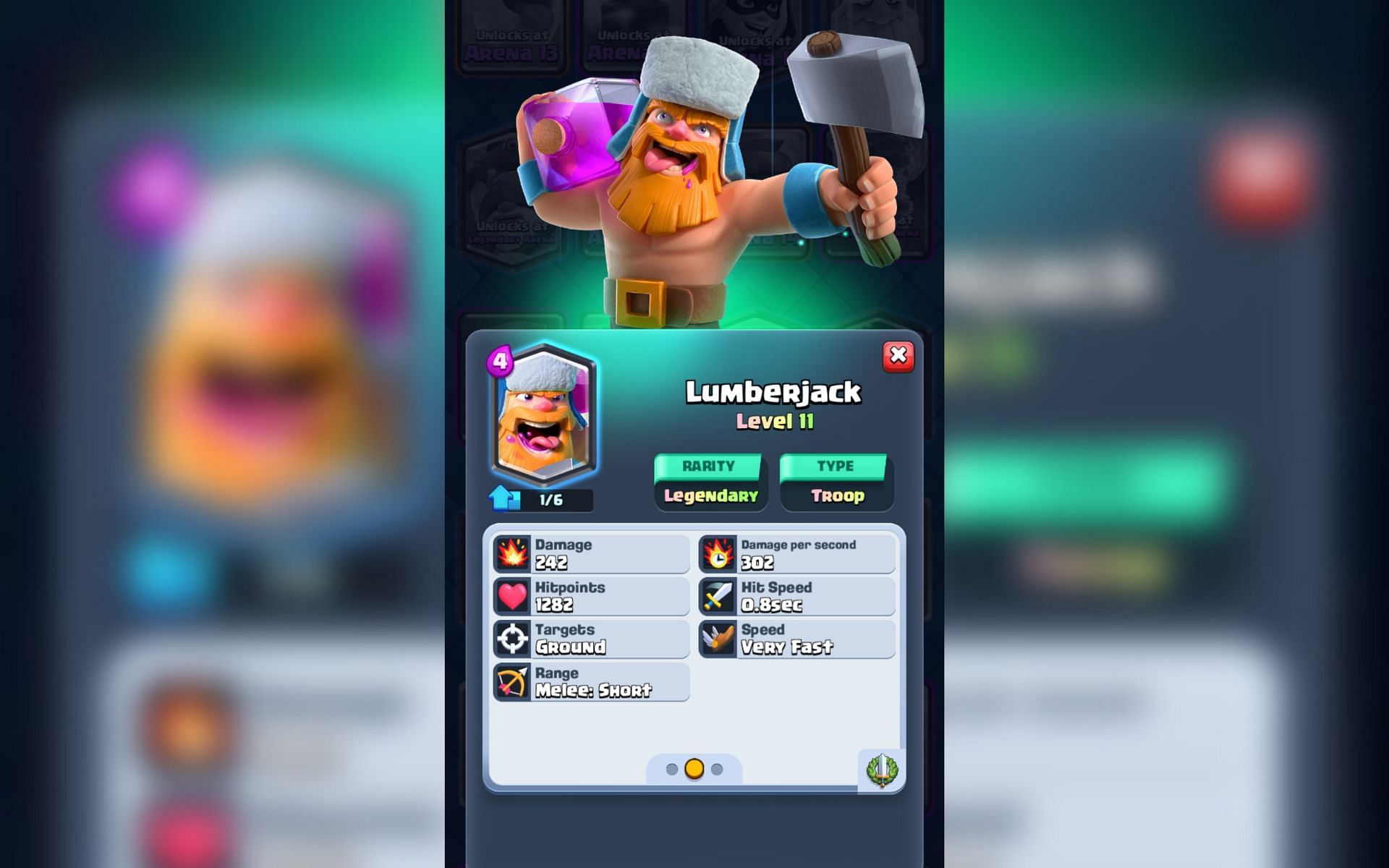 The Lumberjack card in Clash Royale (Image via Sportskeeda)