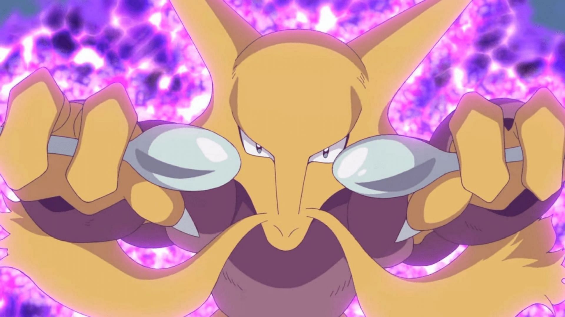 The Psychic-type Pokemon Alakazam as it appears in the Pokemon anime (Image via The Pokemon Company)