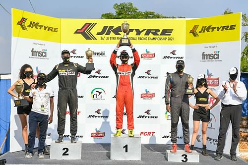 Vishnu Prasad finished third in the final race, but won his 14th national racing title. (PC: JK Tyre)