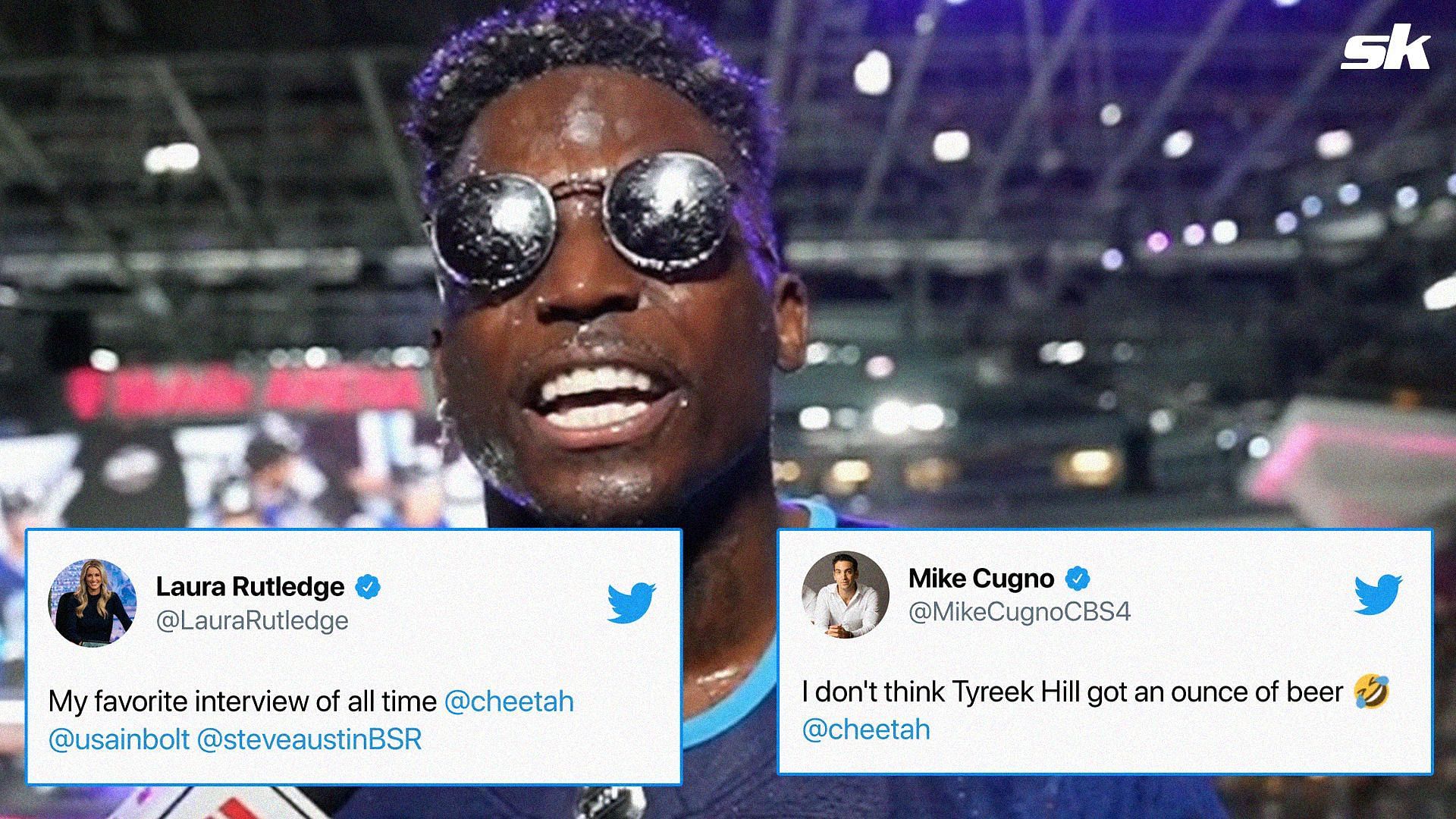 Reactions to Chiefs WR Tyreek HIll and his beer chug during the NHL All-Star game