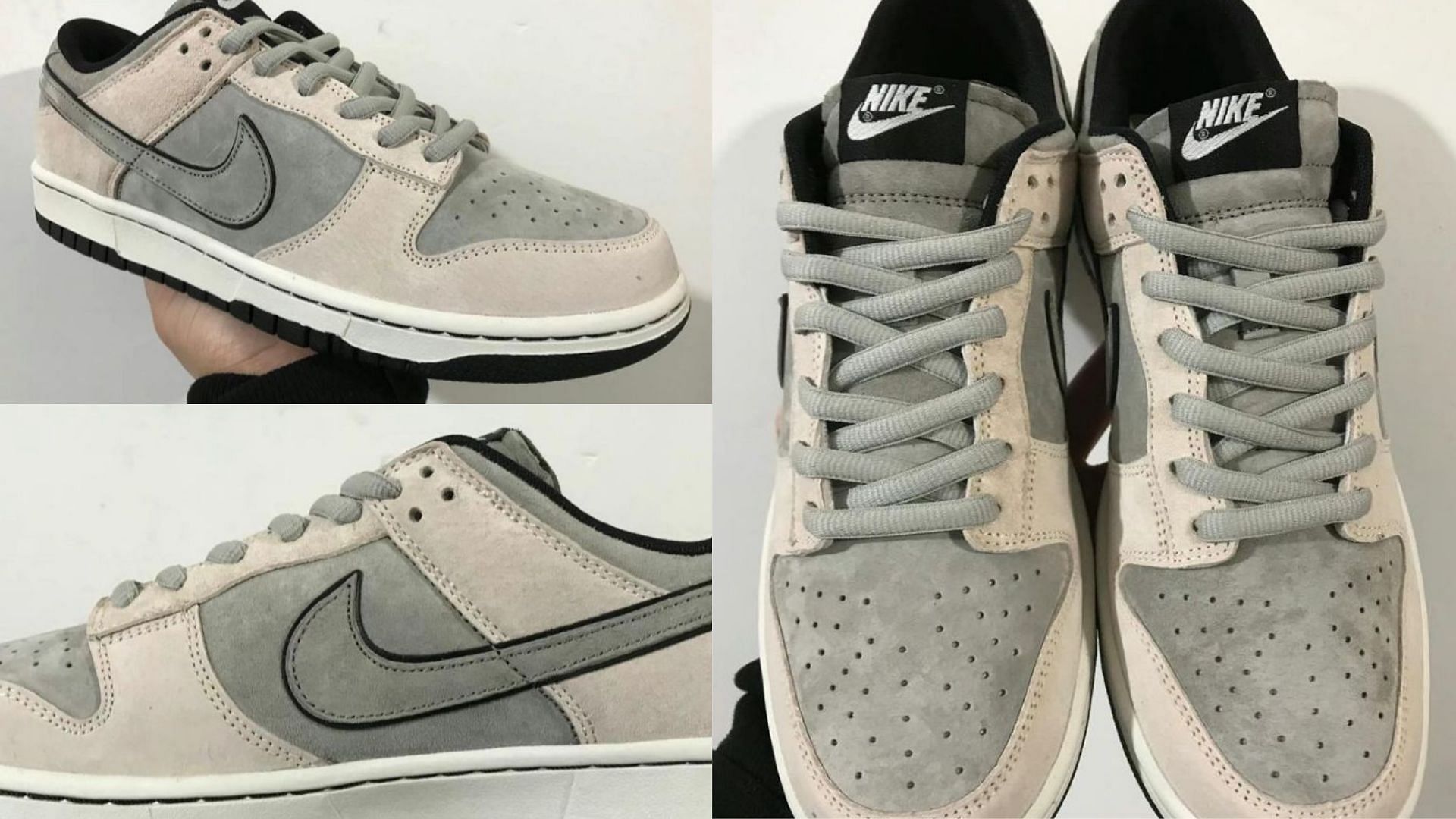 The first look of Nike Dunk Low sneakers in stone gray colorway (Image via Instagram/Chickenwop)