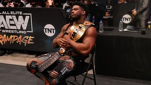 Powerhouse Hobbs with the FTW championship on AEW Rampage in 2022