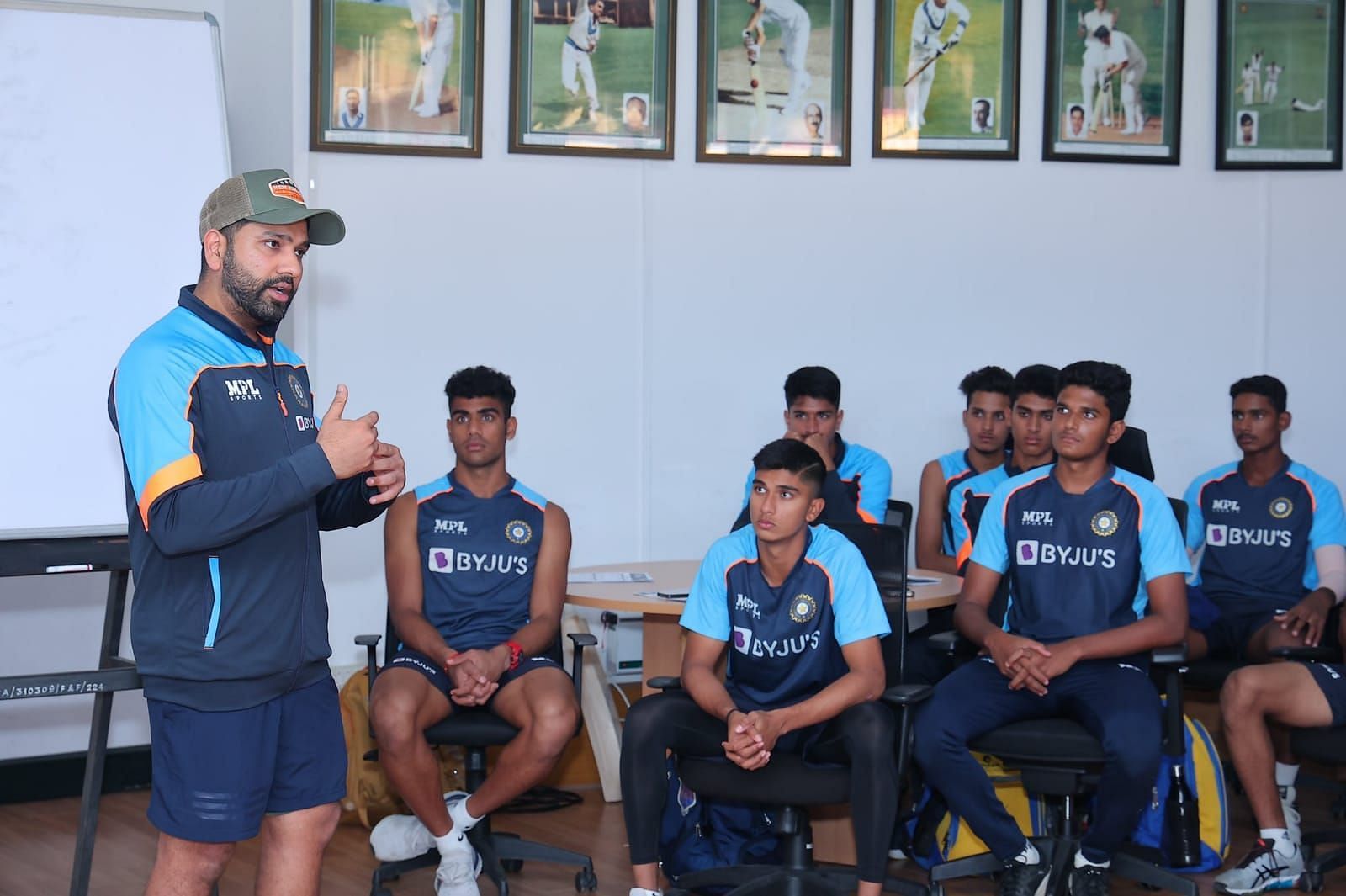 Rohit Sharma interacted with the Under-19 team at the NCA last December [Credits: BCCI]