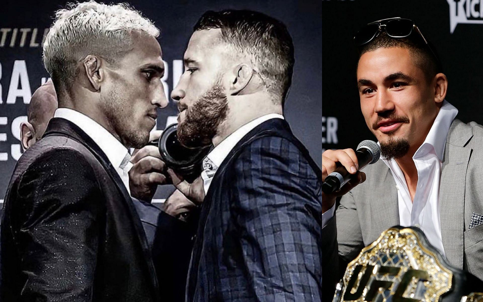 Charles Oliveira and Justin Gaethje (left) (Credit: @Justin_Gaethje on Twitter), Robert Whittaker (right)