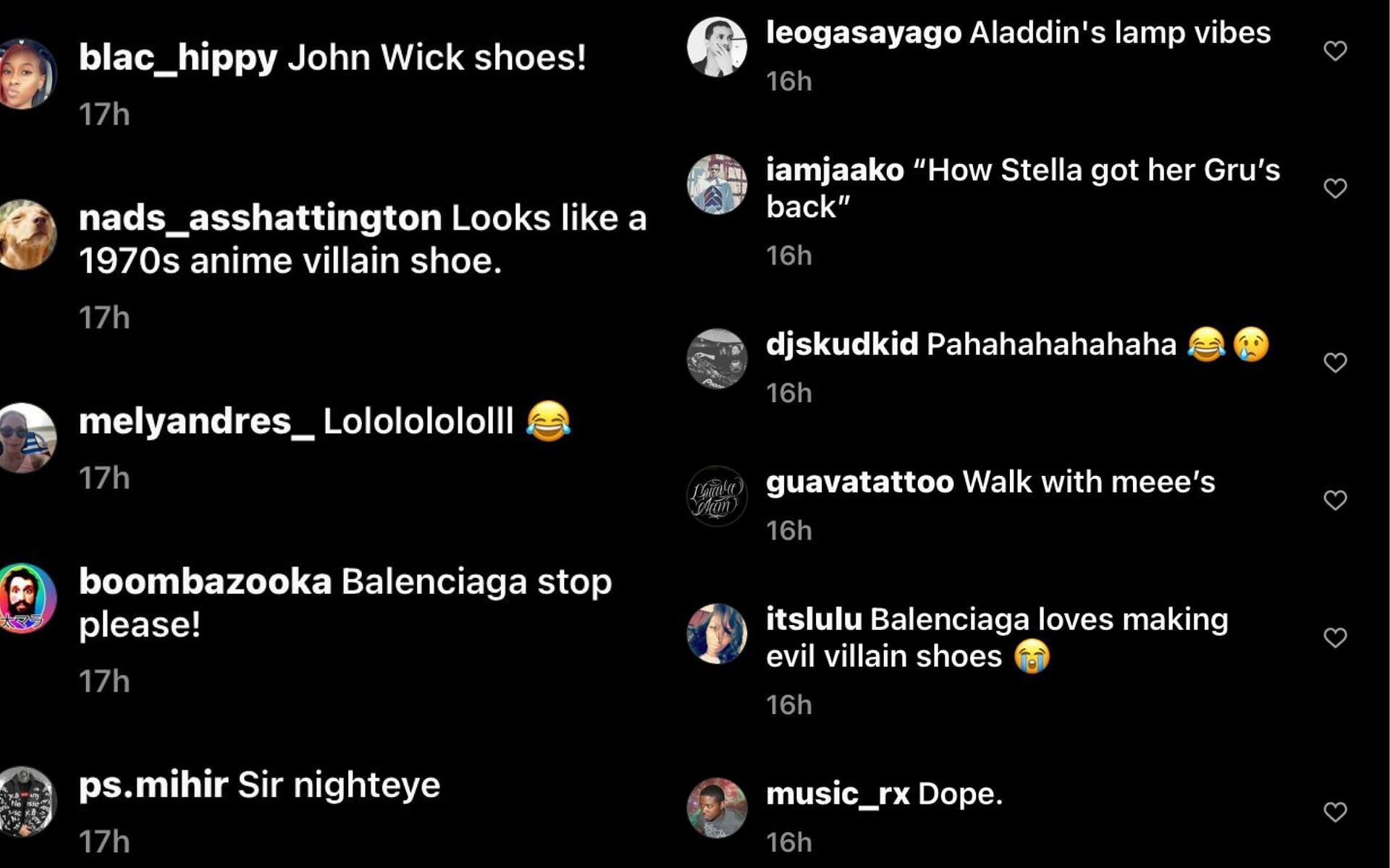 Social media users hilariously commented on Balenciaga&#039;s Space shoes (Image via Hypebeast/Instagram)