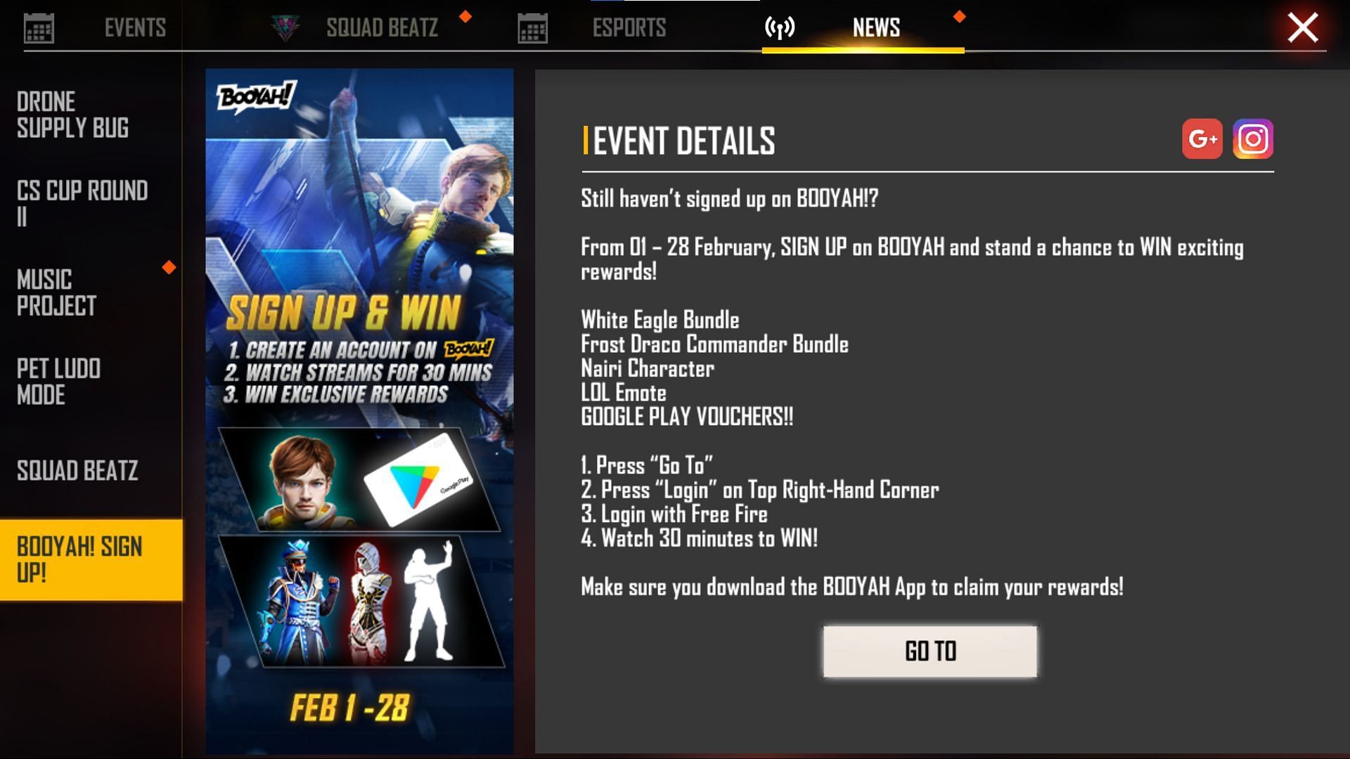 The event will be available to players until the end of February (Image via Garena)
