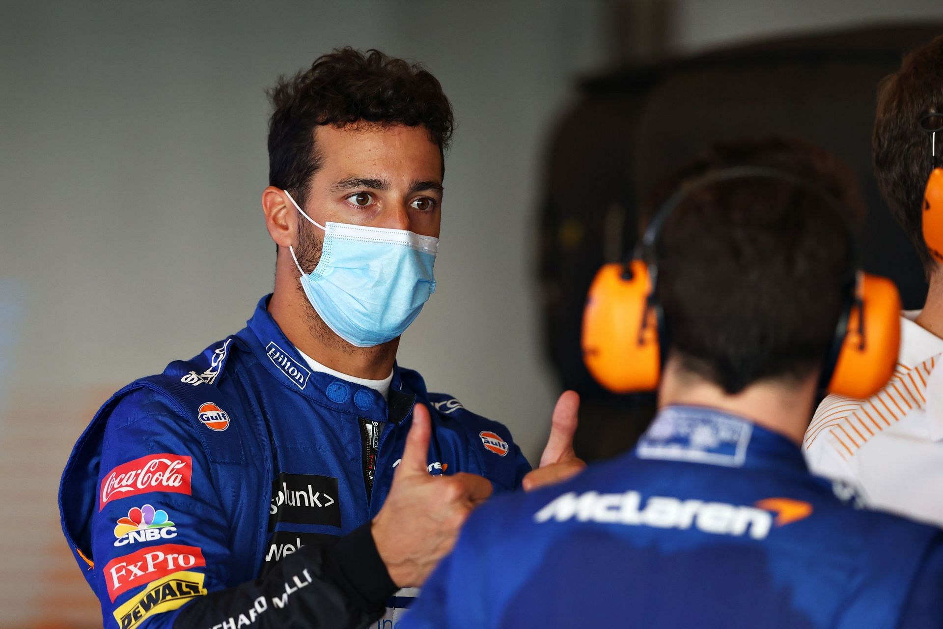 Daniel Ricciardo in the garage during F1 testing at Yas Marina Circuit in Abu Dhabi, United Arab Emirates. (Photo by Clive Rose/Getty Images)