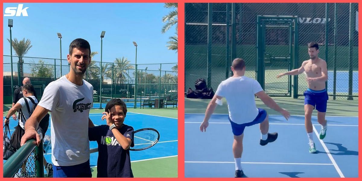 Novak Djokovic was seen practicing in Dubai ahead of the Dubai Tennis Championships. (Source:Instagram/timmy_superstar)